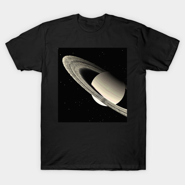 Saturn with Saturn rings in black and white T-Shirt by Bailamor